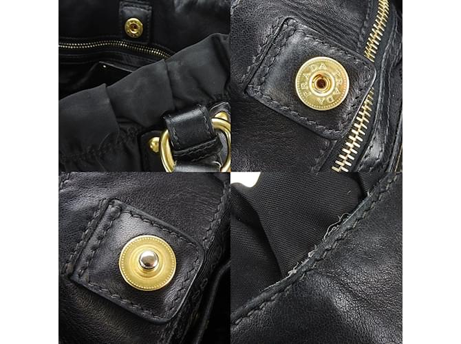 Borsa a mano Prada nera in nylon e pelle Nero - vista 7