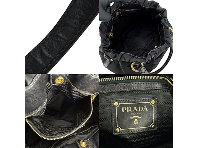 Borsa a mano Prada nera in nylon e pelle Nero - vista 9