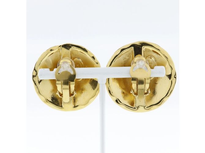 Vintage Gold Plated Clip Ohrringe Chanel Coco Mark Golden - Ansicht 3