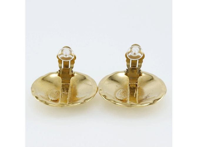Vintage Gold Plated Clip Ohrringe Chanel Coco Mark Golden - Ansicht 4