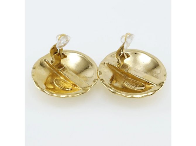 Vintage Gold Plated Clip Ohrringe Chanel Coco Mark Golden - Ansicht 5