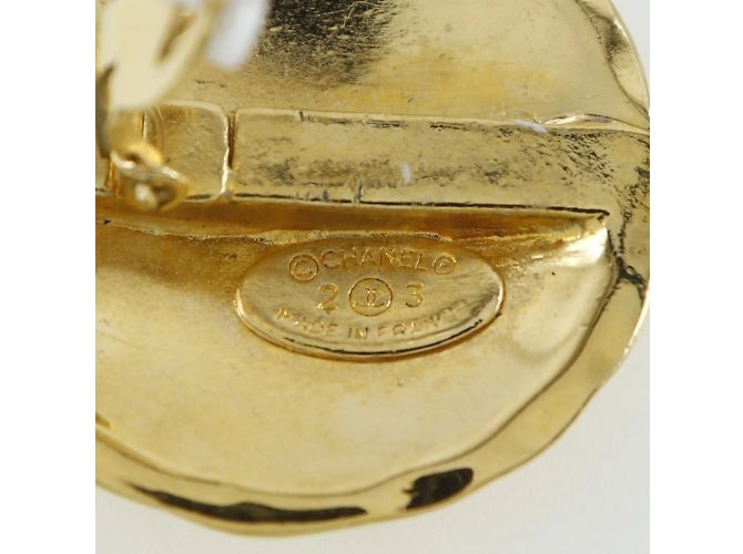 Vintage Gold Plated Clip Ohrringe Chanel Coco Mark Golden - Ansicht 6