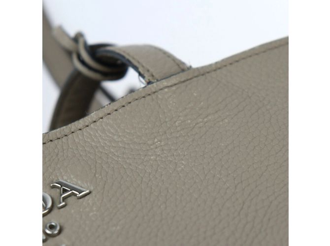 Prada 1BG203 Vitello Phoenix Leder Tote Bag Grau Braun - Ansicht 6