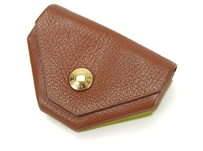 Hermès Hermes Münzbeutel LE 24 Braun Grün - Ansicht 2