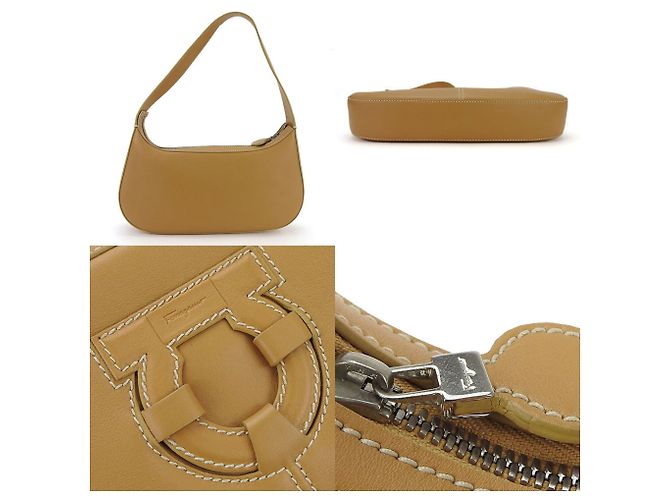 Borsa a spalla in pelle Gancini di Salvatore Ferragamo Cammello - vista 4
