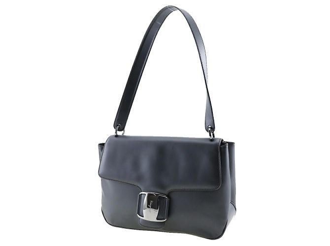Borsa a spalla in pelle di vitello nera Salvatore Ferragamo Nero - vista 2