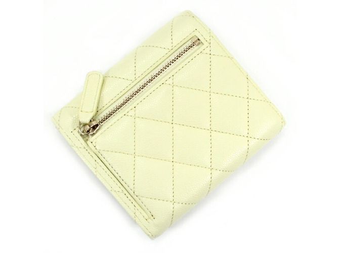 Chanel Lemon Yellow Caviar Leder Dreifach-Brieftasche Golden - Ansicht 2