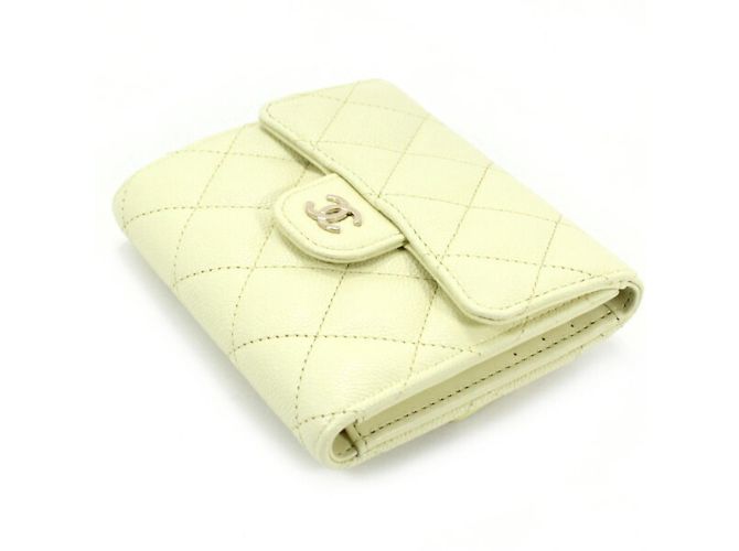 Chanel Lemon Yellow Caviar Leder Dreifach-Brieftasche Golden - Ansicht 4