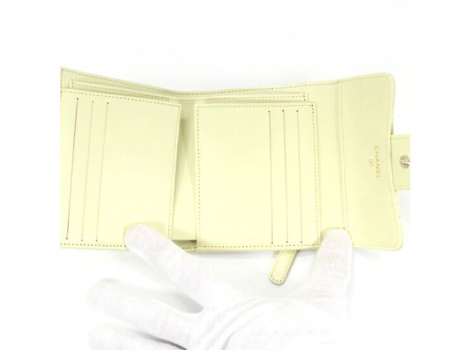Chanel Lemon Yellow Caviar Leder Dreifach-Brieftasche Golden - Ansicht 7