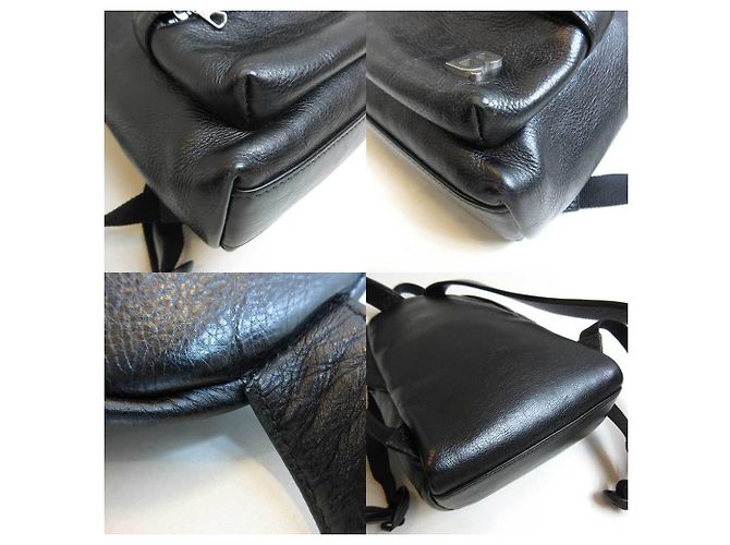 Balenciaga Schwarzer Leder B Logo Rucksack - Ansicht 3