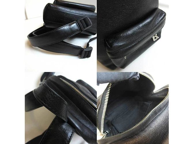 Balenciaga Schwarzer Leder B Logo Rucksack - Ansicht 4