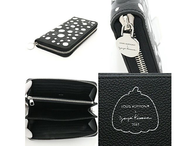 Louis Vuitton Yayoi Kusama Zippy Round Long Wallet Black White - view 3
