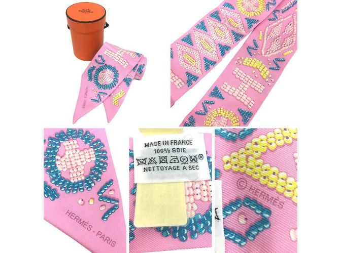 Kelly Foulard Hermès Twilly in rosa - vista 3