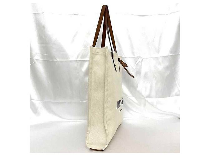 Borsa tote in tela e pelle marrone e bianca Jimmy Choo Bianco - vista 2
