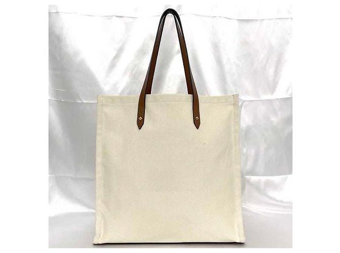 Borsa tote in tela e pelle marrone e bianca Jimmy Choo Bianco - vista 3