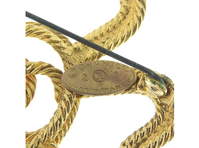 Spilla vintage placcata in oro Chanel Clover Cocomark - vista 3