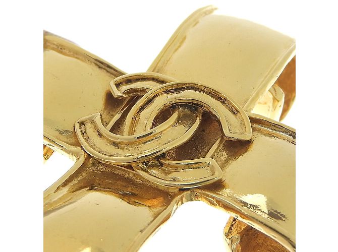 Spilla vintage placcata in oro Chanel Cross Cocomark D'oro - vista 4