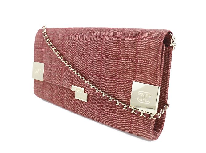 Borsa a spalla in tela di cotone rossa Chanel Rosso - vista 2