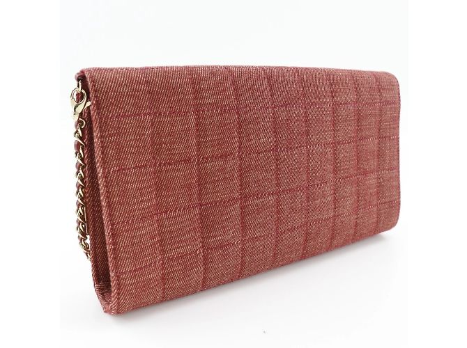 Borsa a spalla in tela di cotone rossa Chanel Rosso - vista 3