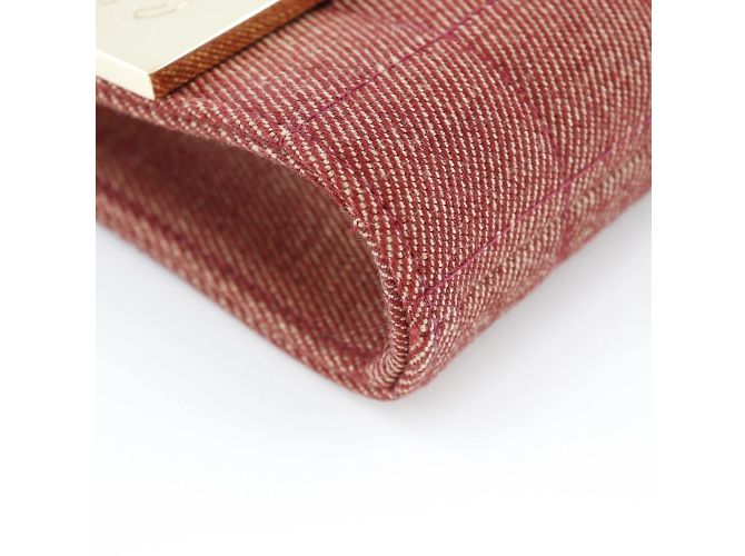 Borsa a spalla in tela di cotone rossa Chanel Rosso - vista 4