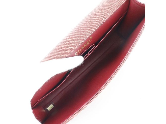 Borsa a spalla in tela di cotone rossa Chanel Rosso - vista 6
