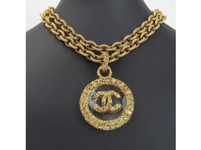 Collana da donna Chanel Coco Mark vintage placcata in oro x vetro - vista 2