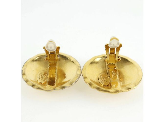 Vintage vergoldete Ohrringe Chanel Cocomark Matelassé Golden - Ansicht 4