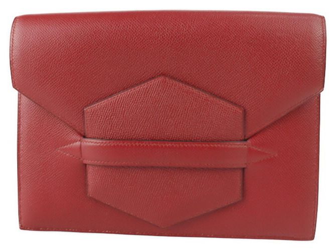 Hermès Borsa Clutch Hermes Faco in Rosso Courchevel - vista 2