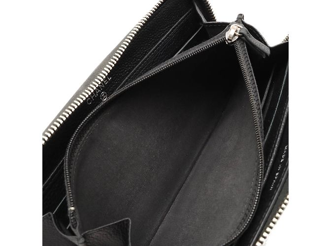 Chanel Coco Mark Round Long Wallet Black - view 7