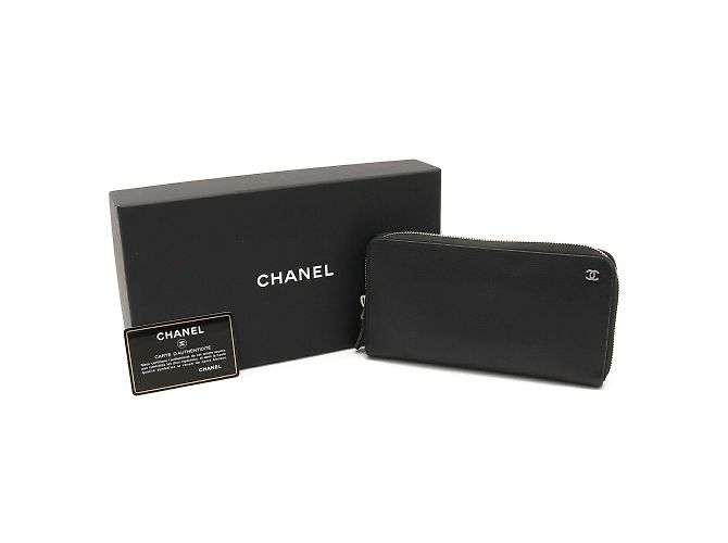 Chanel Coco Mark Round Long Wallet Black - view 9