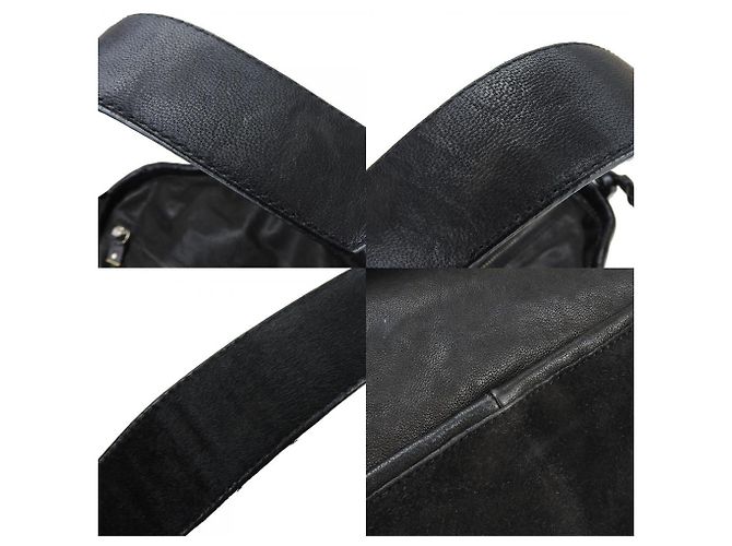 Céline Borsa a spalla in pelle nera Celine in suede di pony Nero - vista 5