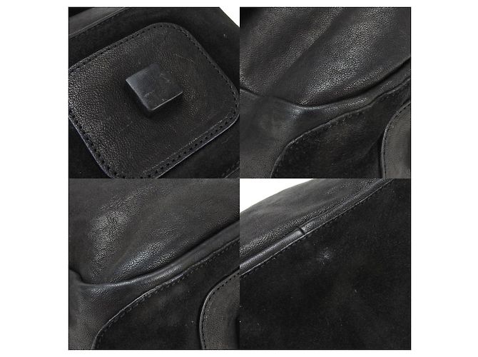 Céline Borsa a spalla in pelle nera Celine in suede di pony Nero - vista 6