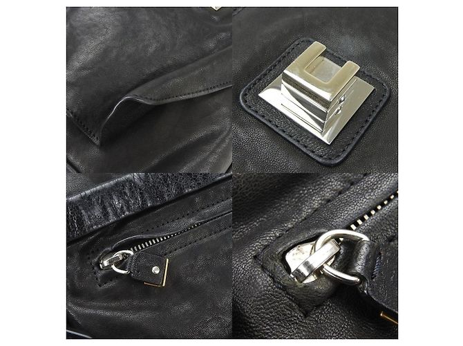Céline Borsa a spalla in pelle nera Celine in suede di pony Nero - vista 8