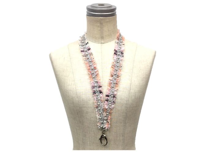 CHANEL Collana in tweed con perle B17S Rosa - vista 2