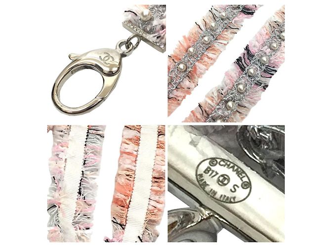 CHANEL Collana in tweed con perle B17S Rosa - vista 3