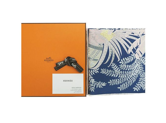 Garden Hermès Doppelgesicht Schal Schwarz Marineblau - Ansicht 8