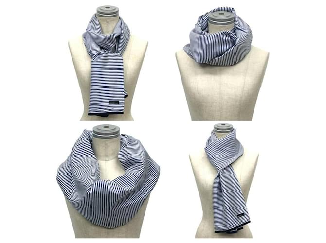 Hermès Stola in seta a righe blu Hermes - vista 2