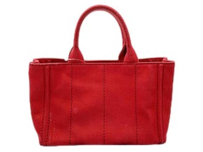 Prada Rote Denim Tote Tasche - Ansicht 2