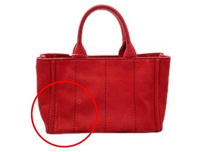 Prada Rote Denim Tote Tasche - Ansicht 3