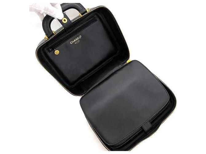 Vanity Borsa a mano in pelle di caviale Chanel, borsa da trucco Nero - vista 6
