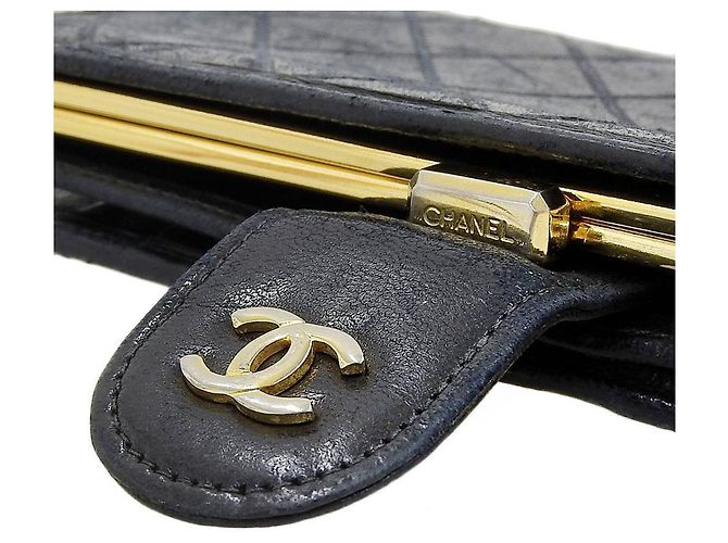 Chanel Bicolor Leather Bi-Fold Wallet Black - view 7