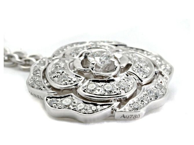 Collar de Oro Blanco K18WG Camelia de Chanel - vista 4