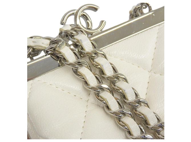 Borsa a spalla in pelle bianca Chanel Bianco - vista 5