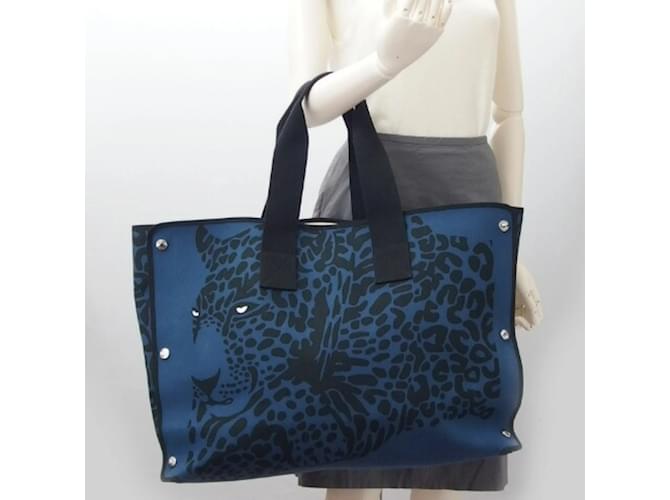Borsa Tote Leopardo Hermès Nero Blu - vista 2