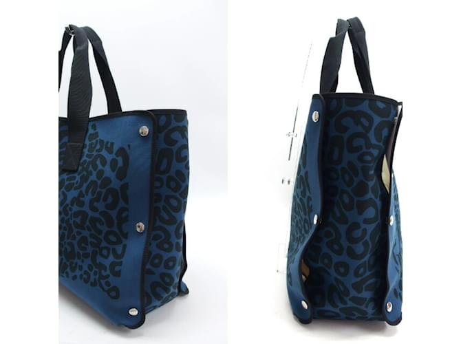 Borsa Tote Leopardo Hermès Nero Blu - vista 3