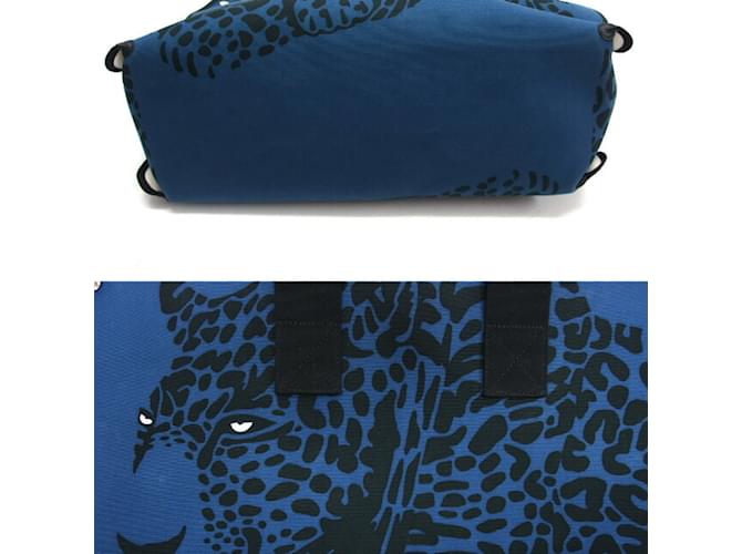 Borsa Tote Leopardo Hermès Nero Blu - vista 4