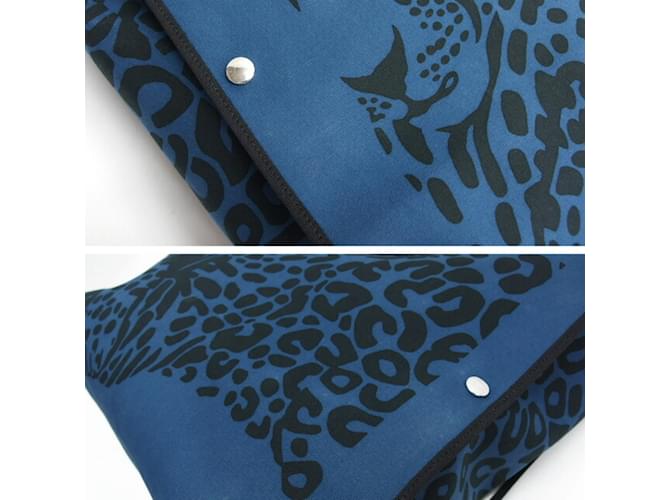 Borsa Tote Leopardo Hermès Nero Blu - vista 7