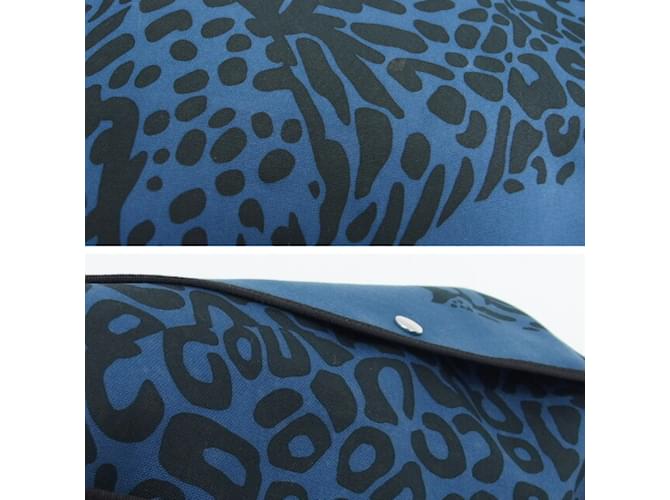 Borsa Tote Leopardo Hermès Nero Blu - vista 8