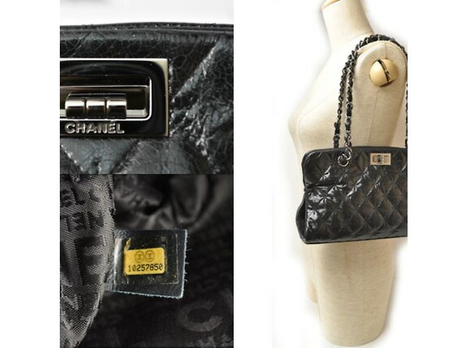 Chanel schwarze lackleder Tragetasche - Ansicht 2