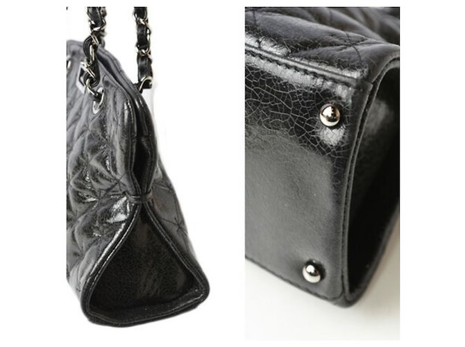 Chanel schwarze lackleder Tragetasche - Ansicht 3
